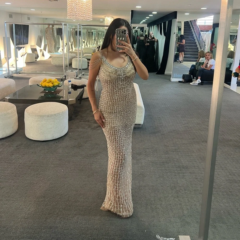 Elegant Beaded Evening Gown - Picture 1 of 3